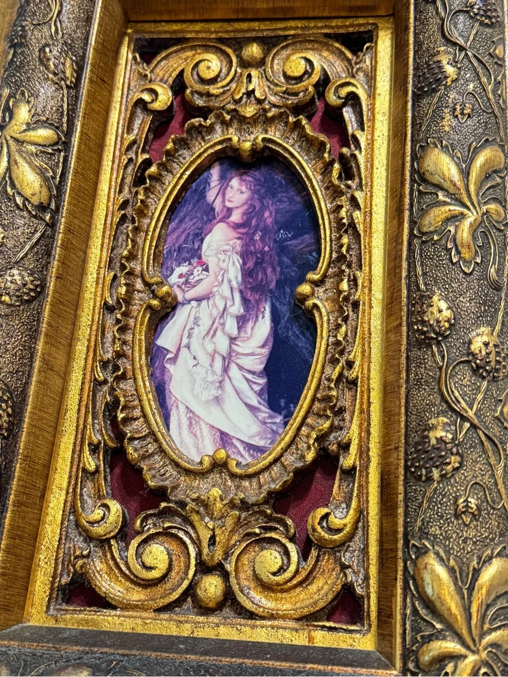 Rare Vintage ORNATE GOLD FRAME OPHELIA BY ARTHUR HUGHES PRINT 15